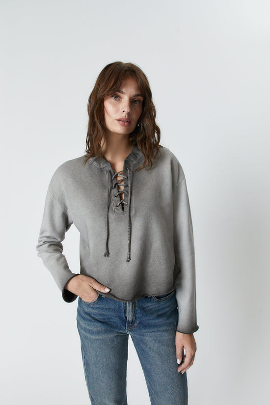 Amelia Lace-Up Cropped Hoodie