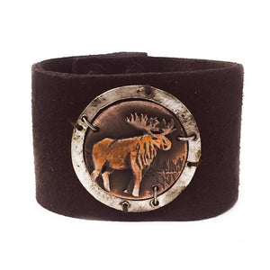 Pewter Moose Leather Bracelet - Mountain Traders