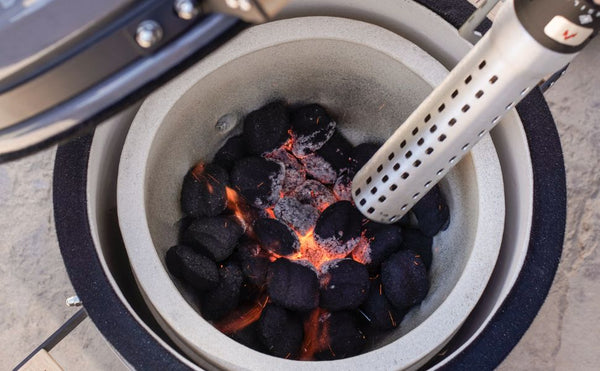 kamado grill with high quality charcoal for pre heating