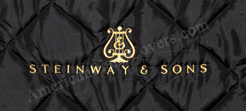 Steinway piano cover with embroidered logo