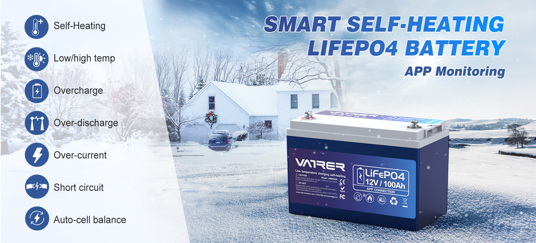 Smart Self-Heating LiFePO4 Battery