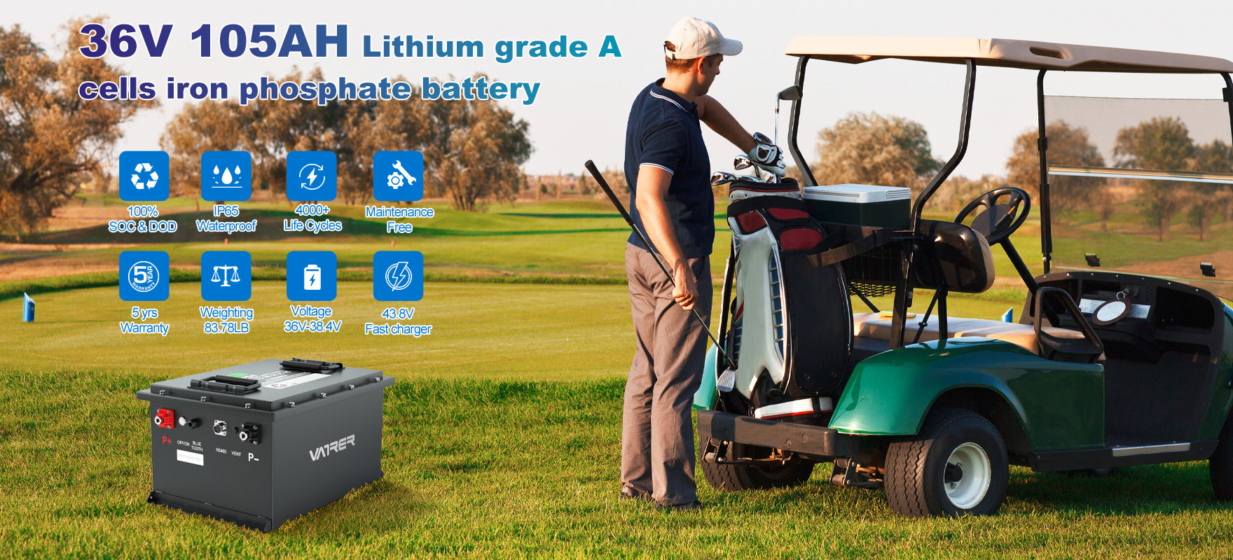 36V 105AH Lithium Grade A Cells Iron Phosphate Battery