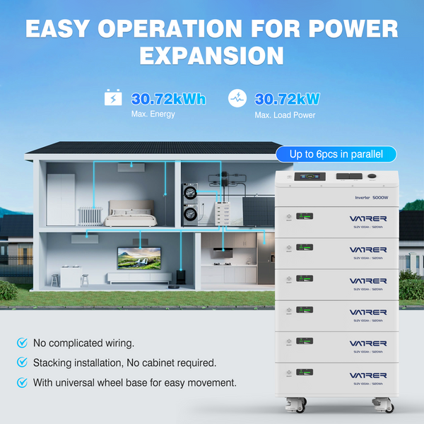 48V 100Ah Stacked Cells Modular Battery Pack expansion