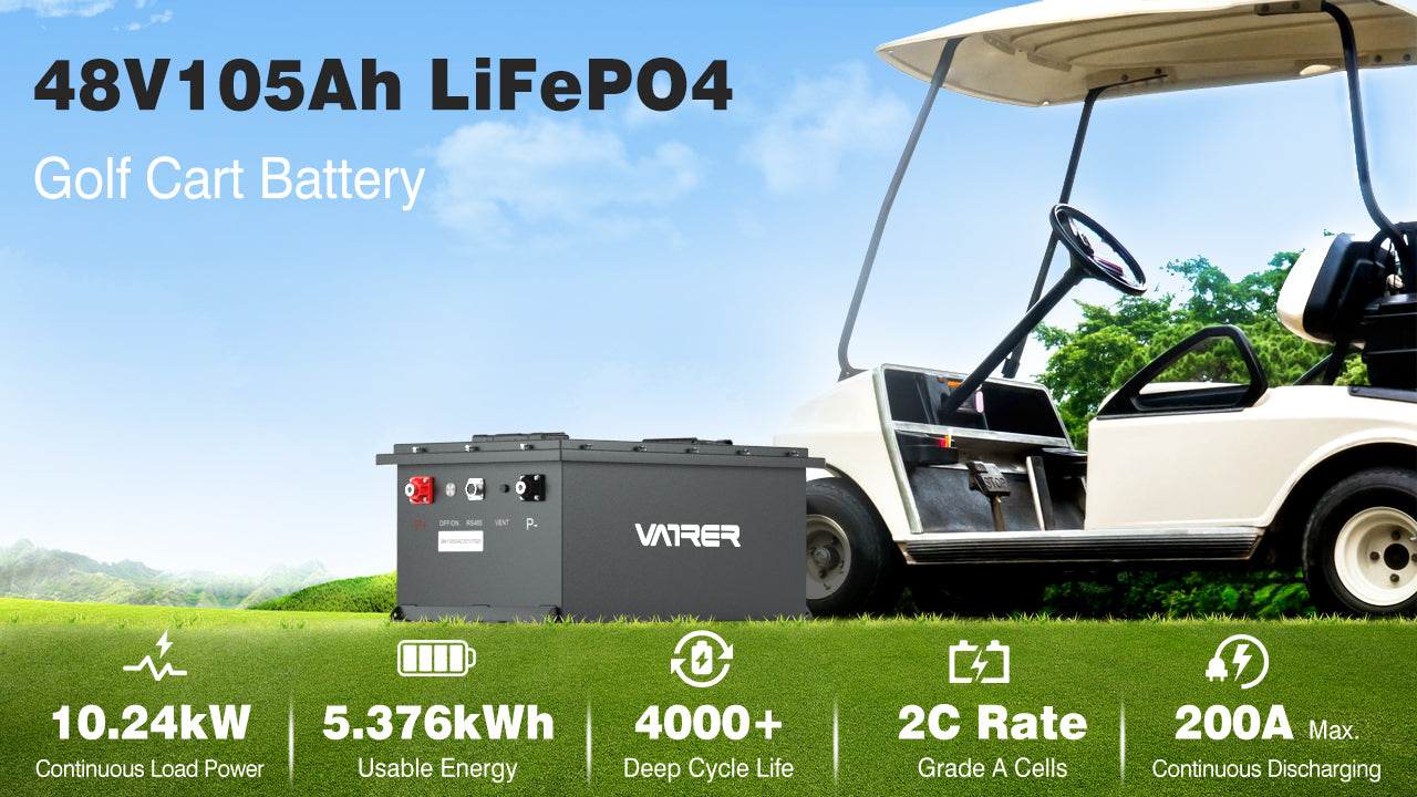 Vatrer 48V 105AH LiFePO4 Lithium Golf Cart Battery