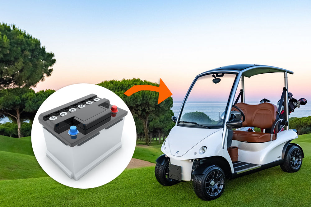 Legen Sie normale Autobatterien in einen Golfwagen