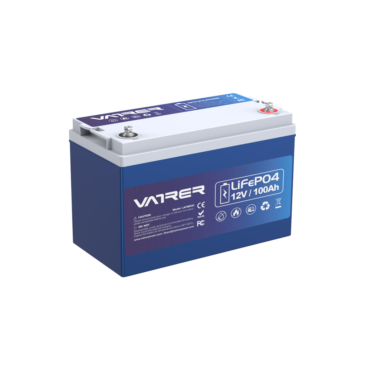 Vatrer 12V 100AH LiFePO4 Lithium Battery with APP Monitoring