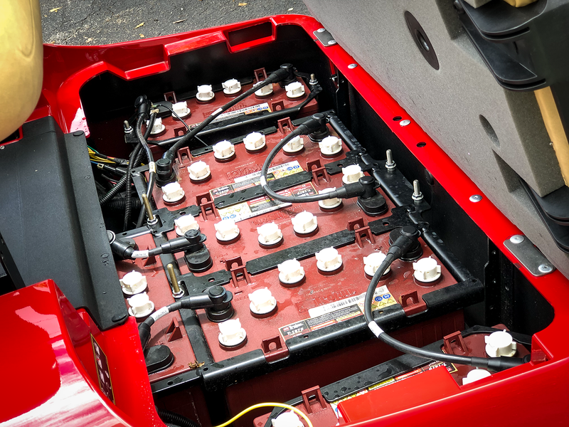 golf cart batteries in a golf cart