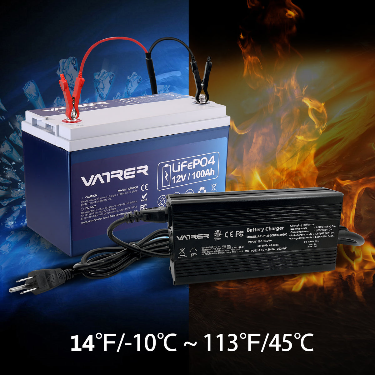 Vatrer 12V 100AH LiFePO4 Lithium Battery with APP Monitoring