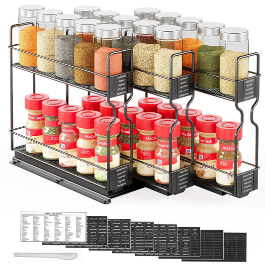 2 Packs Pull Out Spice Rack Organizer for Cabinet, Durable Slide Out Spice  Racks Organizer, Easy to Install Spice Cabinet Organizers