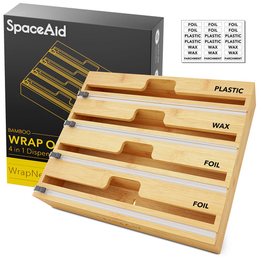 SpaceAid® Bamboo Plastic Lid Organizer for Kitchen