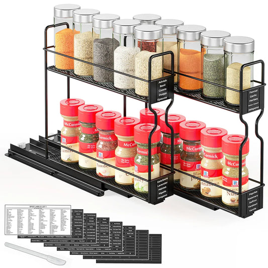 DIMBRAH Spice Jars,Spice Jars with Label 24Pcs,Seasoning Containers,Glass  Spice Jars with Bamboo Lids,Spices Container Set,Seasoning Organizer