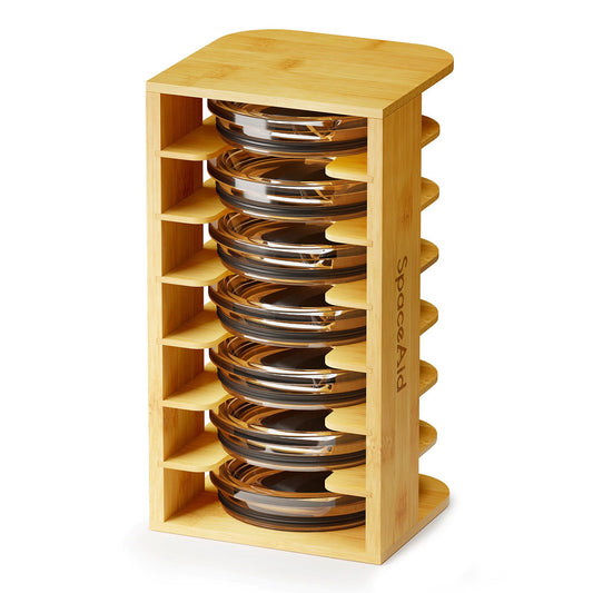 SpaceAid® Bamboo Plastic Lid Organizer for Kitchen