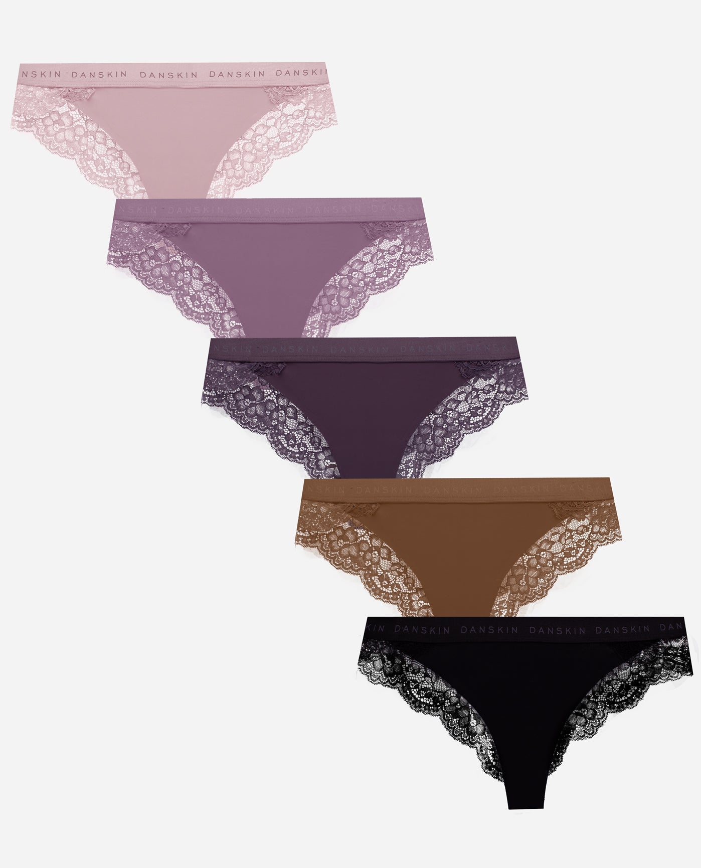 Tienerjaren Regelmatigheid inhalen Women's 5-Pack Micro Tanga Underwear With Lace Back And Logo Band |  Underwear | Danskin - DANSKIN