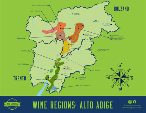 Alto Adige Region Wine Map