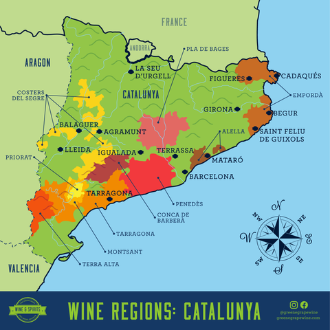Catalunya Wine Region Map From The Greene Grape