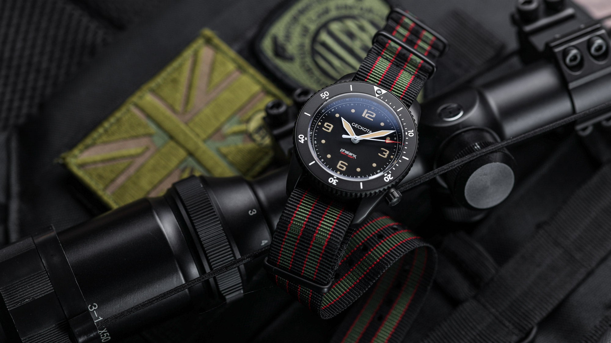 Geckota S-01 Phalanx on a NATO strap