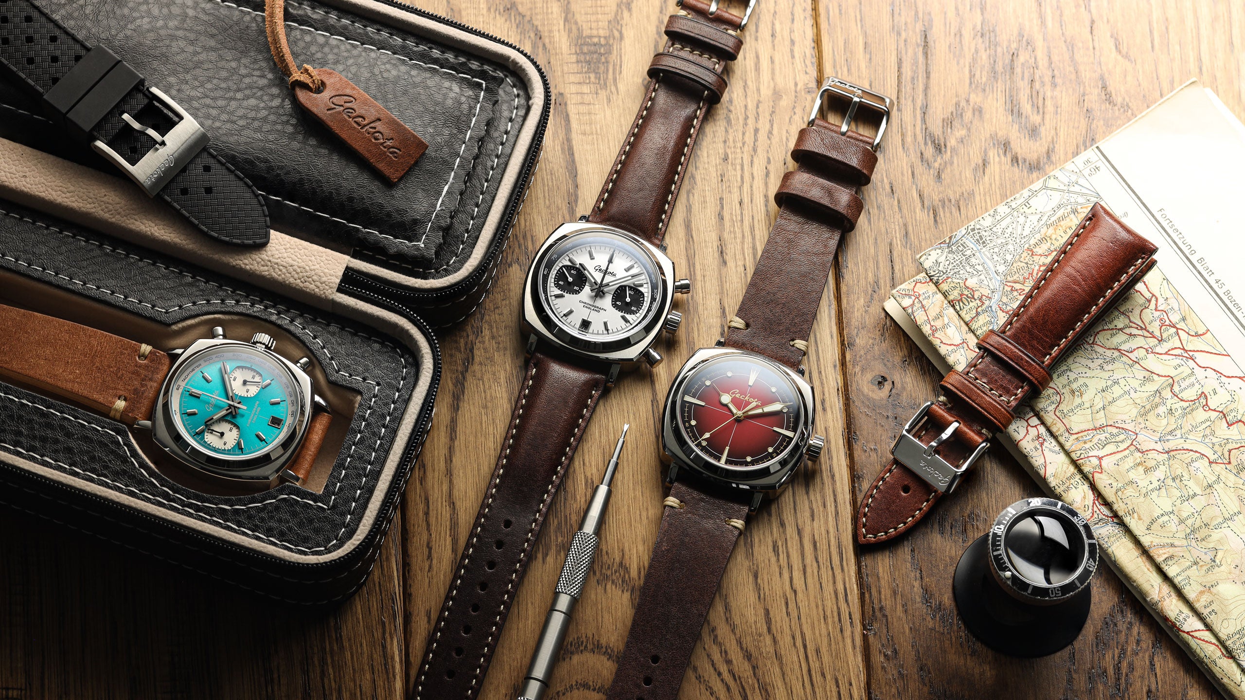 Geckota Chronotimer and Pioneer Watches