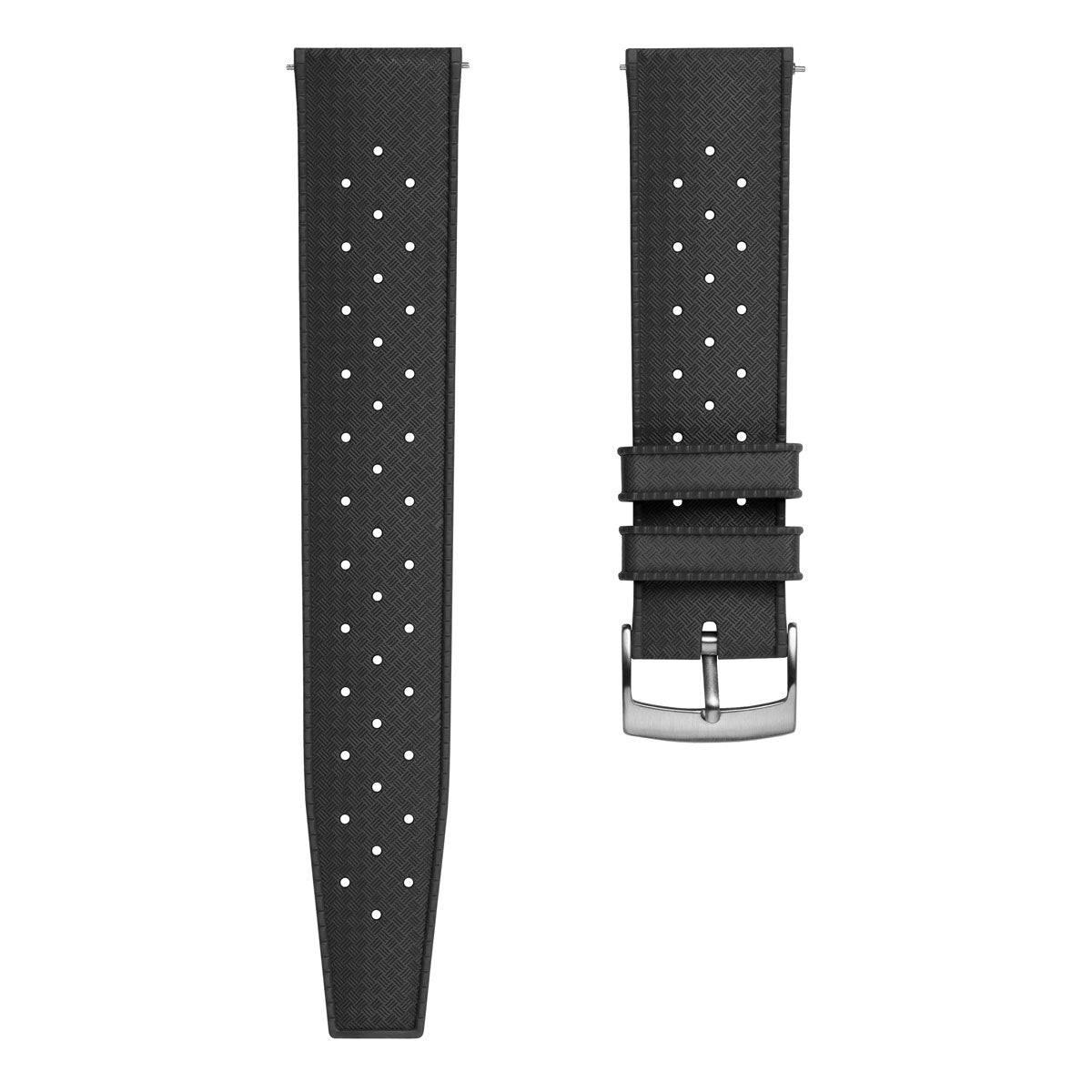 Classic Tropical Style FKM Rubber Watch Strap - Black - Geckota product image