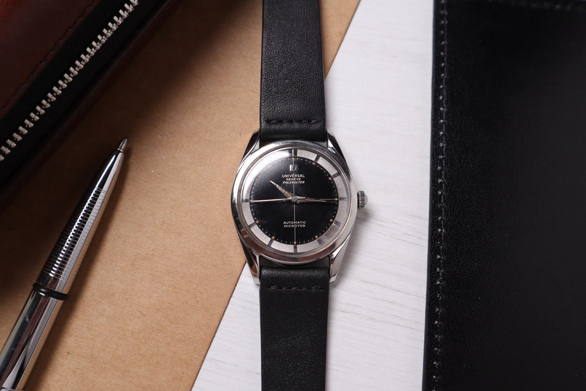 The Universal Genève Polerouter with micro rotor and black dial