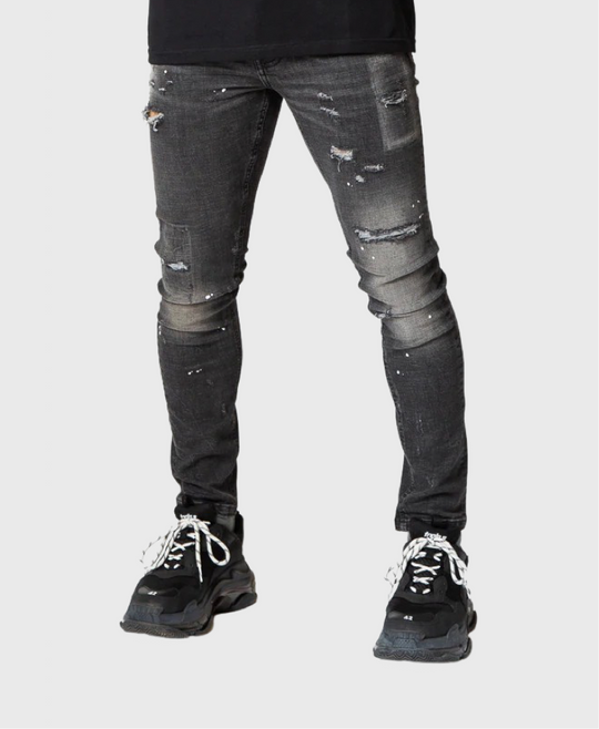 グリーン・ホワイト系 完成品♪ vaultroom SLIM JEAN / GRY BLACK