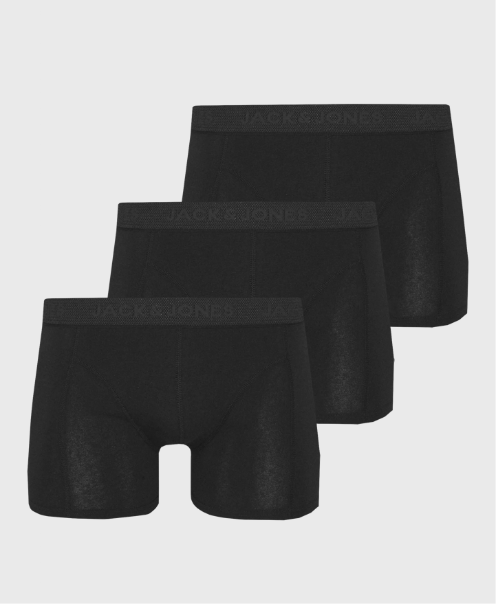 Jack & Jones Cotton Sense Trunk, 3-Pack, Black - Underwear