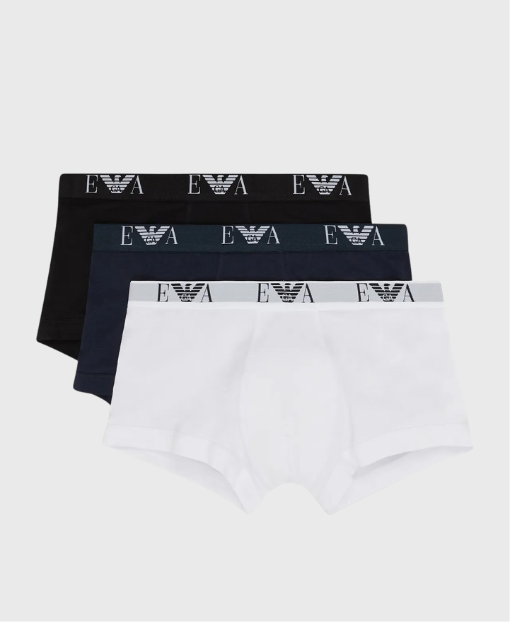 Emporio Armani 111357 3 Pack Boxer Briefs White/Black/Blue – Vault Menswear