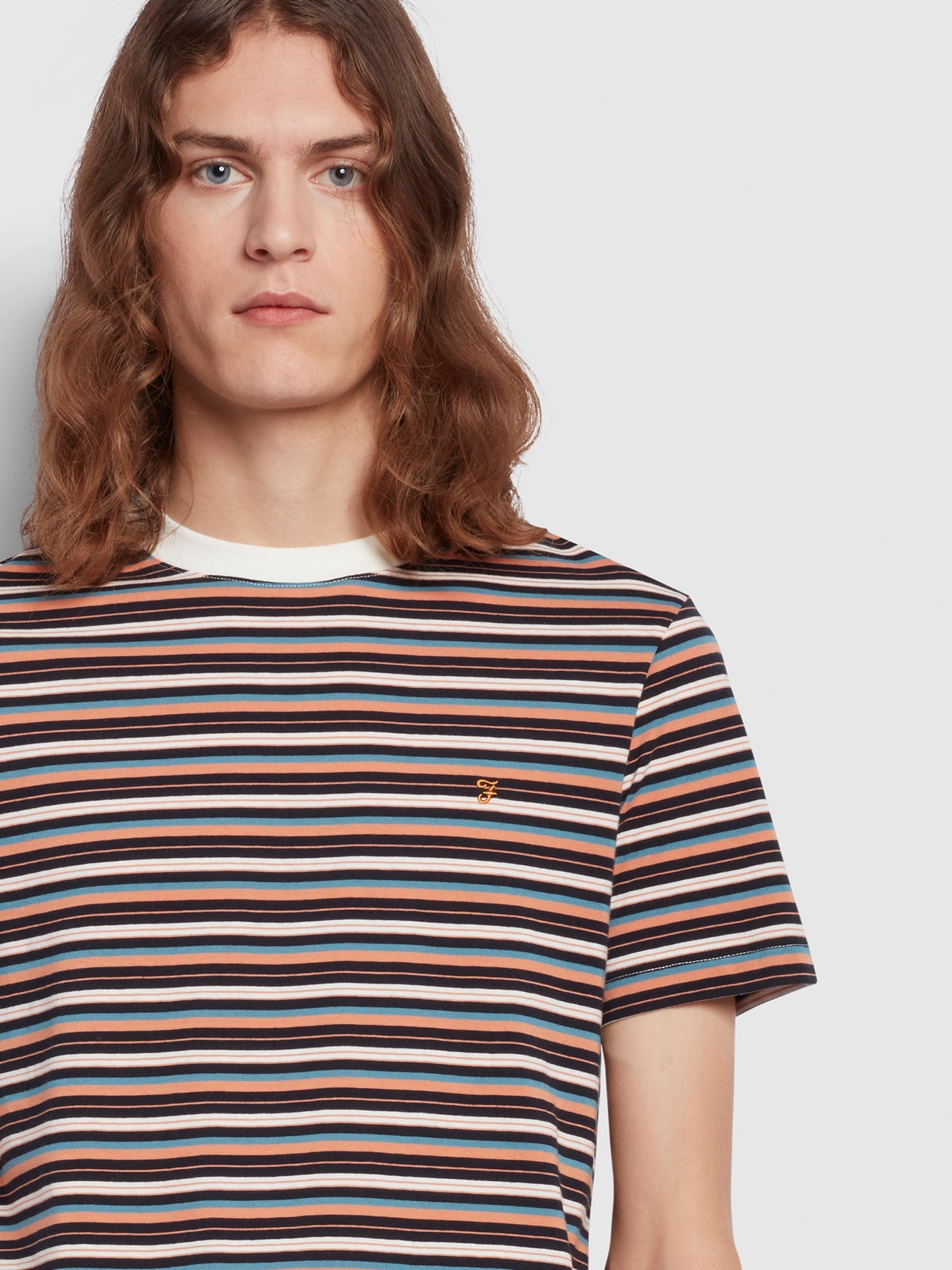 L FARAH WAKE PRINTED STRIPED Tシャツ BLACK-