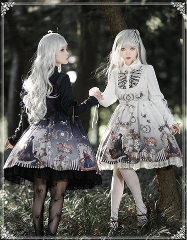 YingLuoFu~Black Fairytale~Gothic Twins Lolita JSK