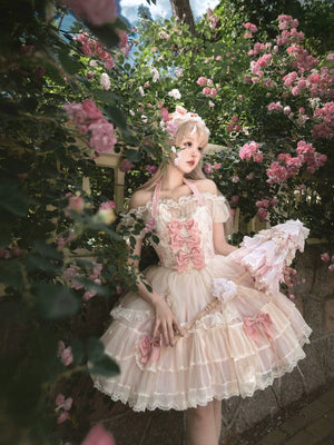Sakurahime~Floral~Sweet Lolita Jumper Dress Ballet Style Halter JSK - 42Lolita