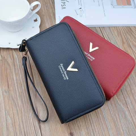 Double-Zipper Leather Long Purse / Clutch from Keep Melbourne Marvellous Online Store