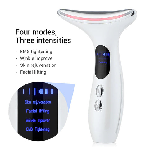 Face Neck Beauty Device LED Photon Firming Rejuvenation Anti Wrinkle Thin Double Chin Skin Care Facial Massager