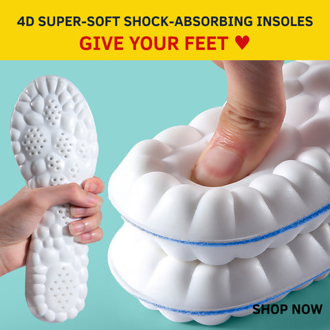 Latex Breathable Shock-Absorbing 4D Sport Insoles Soft-Cushioning Arch-Support