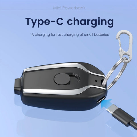 Mini Power Bank Emergency Battery Keychain Charger for Apple iPhone and Samsung Android