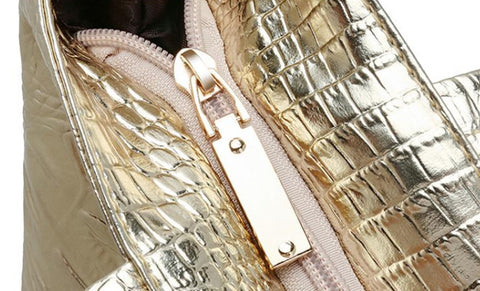 Women's Shoulder Tote Handbag Crocodile-Pattern Silver / Gold / Black