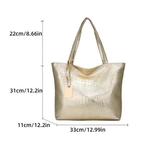 Women's Shoulder Tote Handbag Crocodile-Pattern Silver / Gold / Black