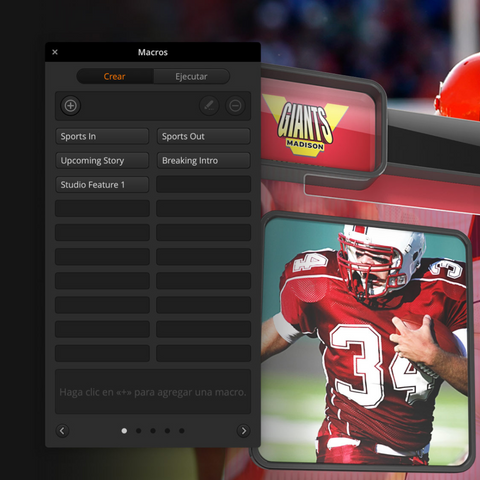 El programa ATEM Software Control permite crear macros y activarlas desde el panel frontal.