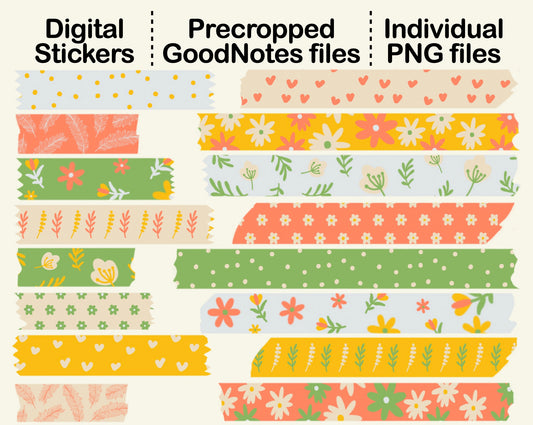 Digital Washi Tape - Neutral Floral – kjunstudio