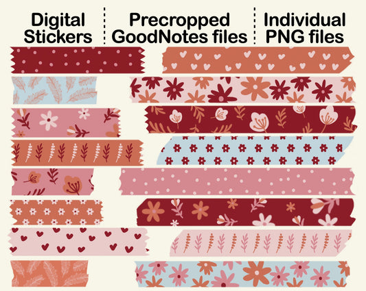Digital Washi Tape BOHO FLORAL Graphic by Sweet Shop Design