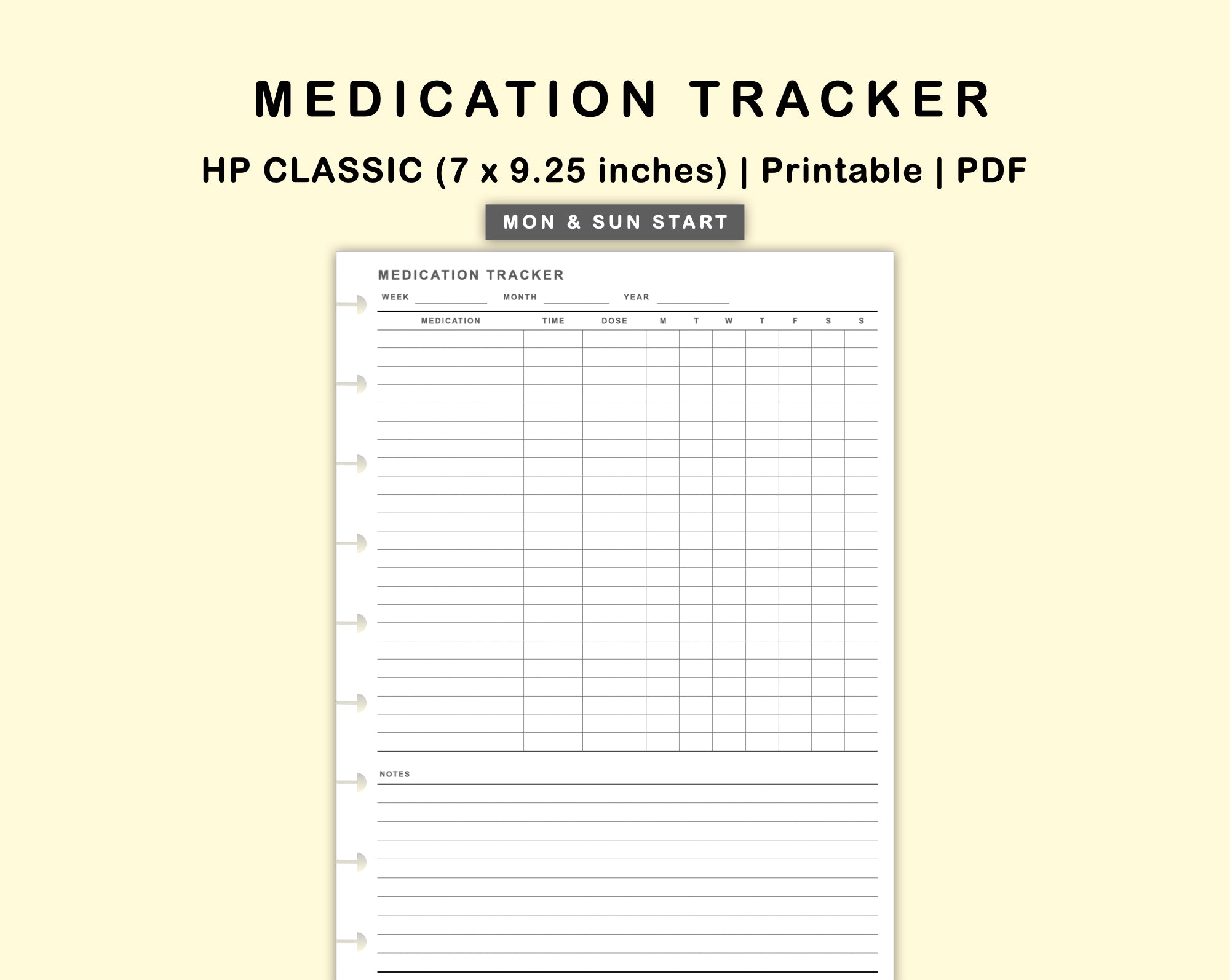 Classic HP Inserts - Medication Tracker