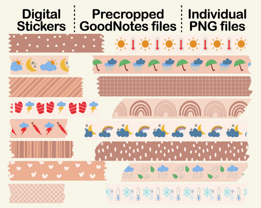 Digital Washi Tapes Neutral Graphic by Momo Illustration · Creative Fabrica