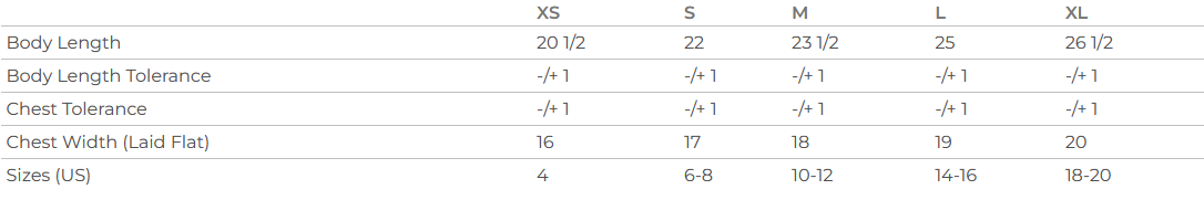 Youth Sizing Chart