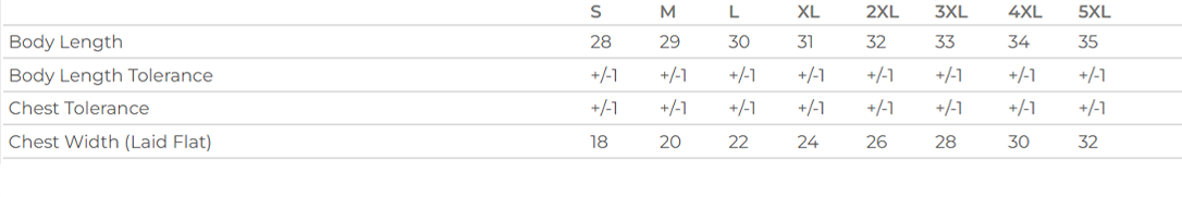 Youth Sizing Chart