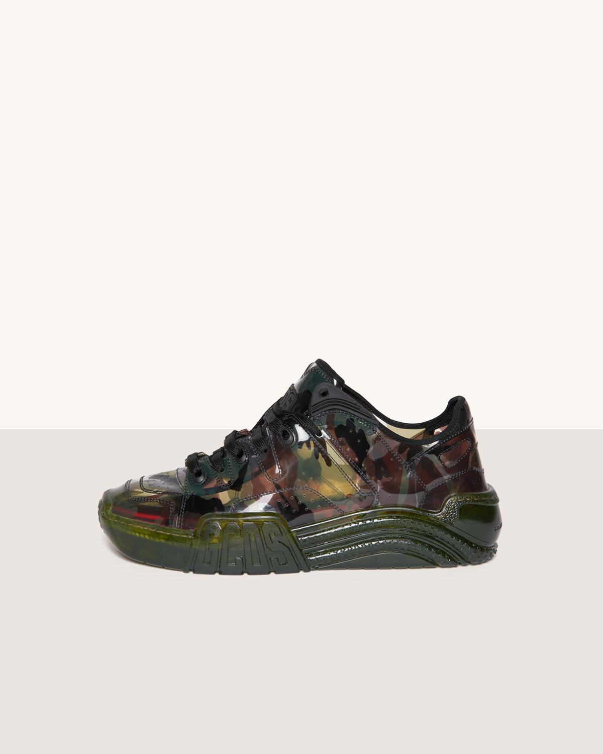Camouflage transparent skate sneakers