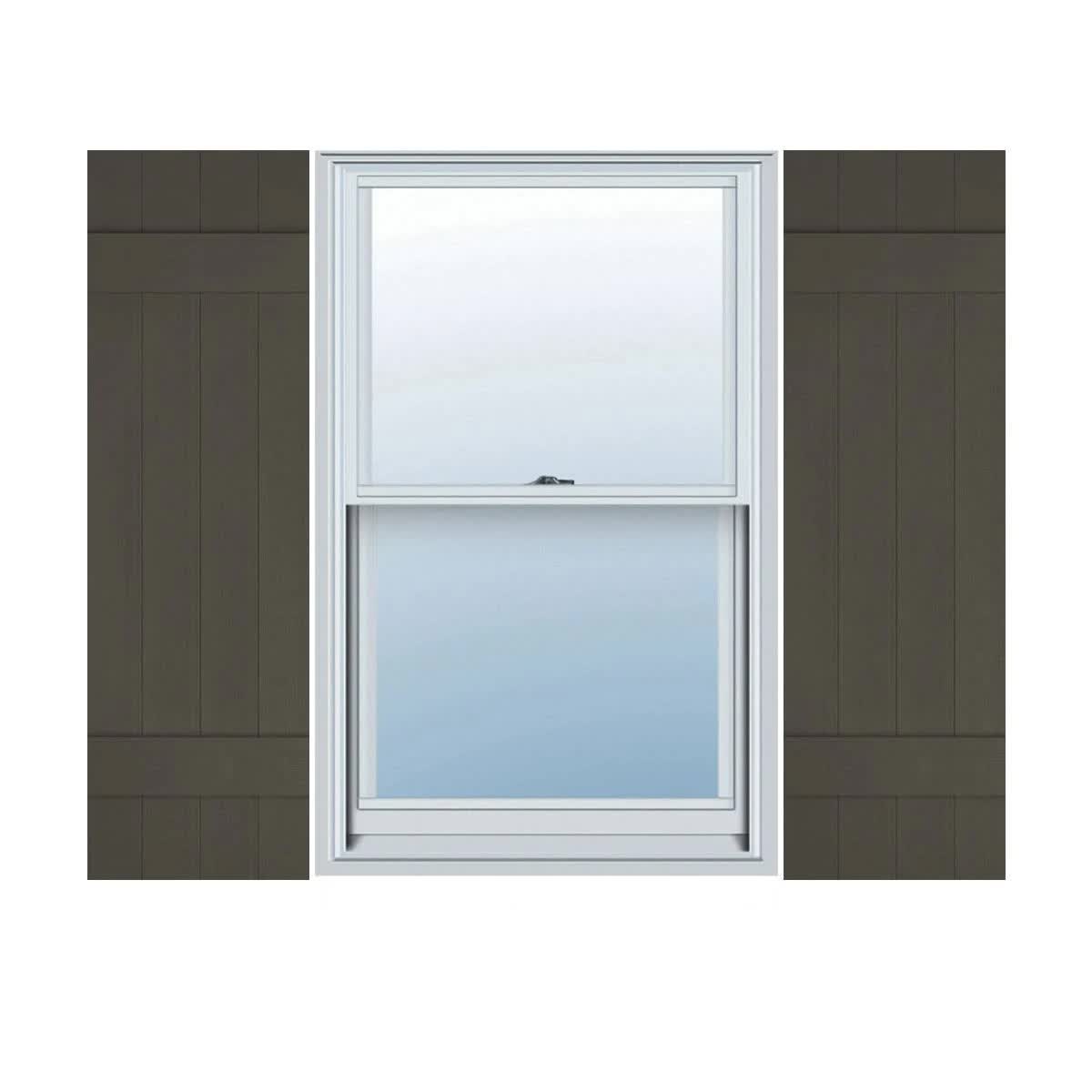 14 inchw x 52 inchh Lifetime Vinyl, Custom Four Board Joined (2 Batten), Board-n-Batten Shutters, w/Shutter-Loks (Per Pair), Mus