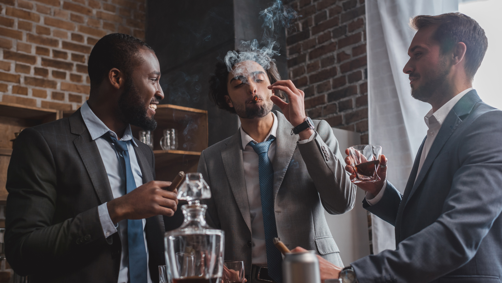 Classy gentlemen holding cigar