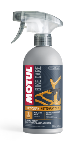 MOTUL DRY CLEAN MOTUL® Dry Clean is a dry cleaner for urban, road, mountain bike frames, etc. Designed for a wide variety of applications and specially formulated to clean bicycle frames and wheels with glossy and matt surfaces, MOTUL® Dry Clean leaves a waterproof protection. Suitable for conventional and electric bicycles.