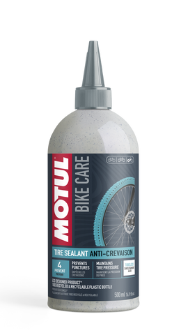 MOTUL TUBELESS TIRE SEALANT MOTUL® Tubeless Tire Sealant restores tightness by plugging the pores and holes caused by small and medium punctures in all tubeless bicycle tires. MOTUL® Tubeless Tire Sealant works immediately when applied to tubeless bicycle tires.