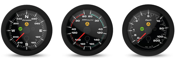 OceanLink gauges - compass, apparant wind angle magnified and depth