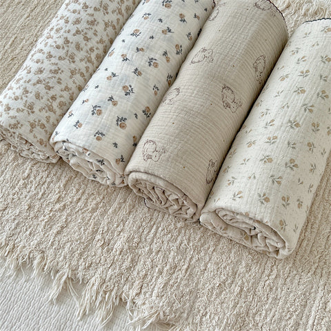 cotton muslin floral baby blanket