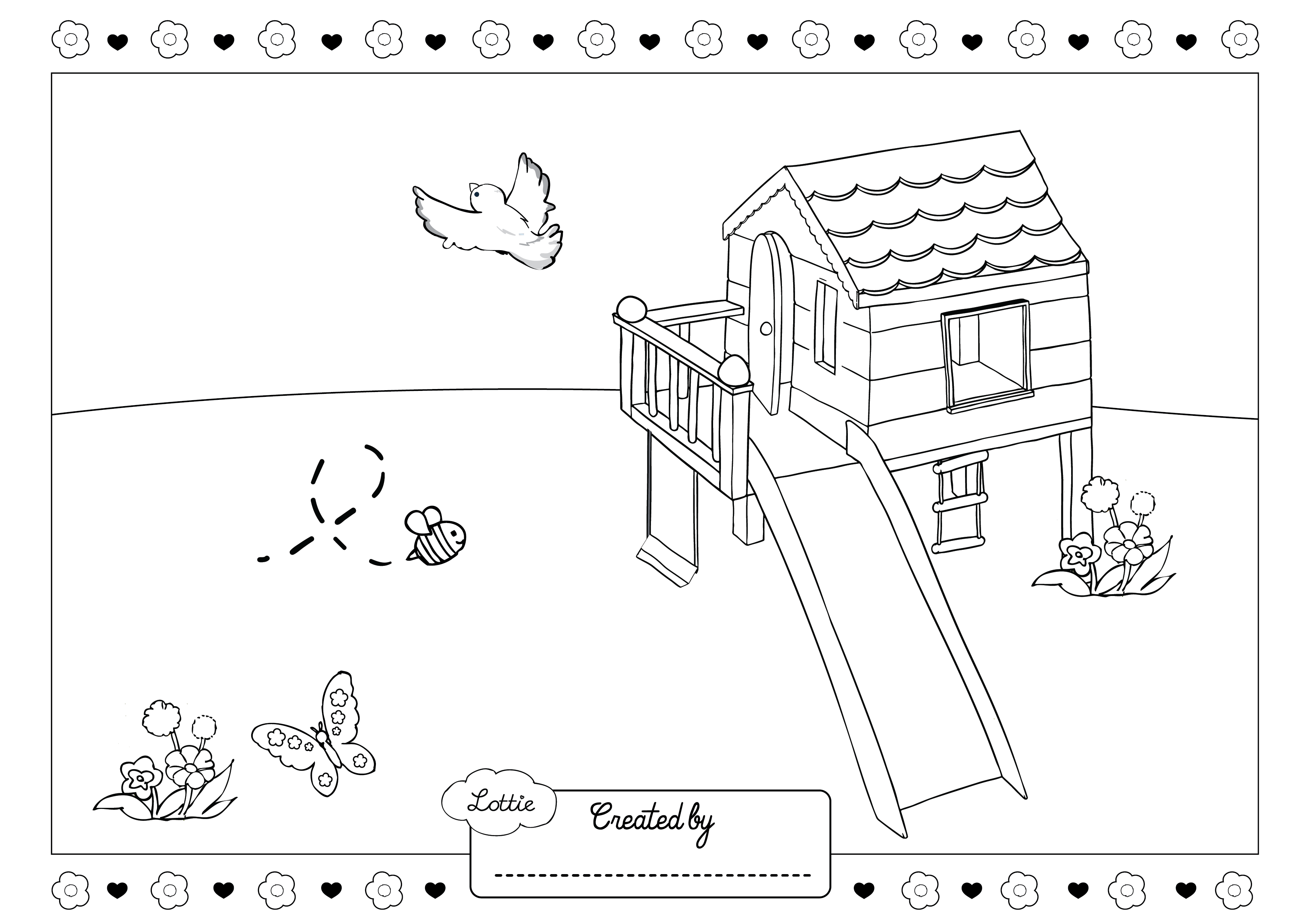 Doll Treehouse Colouring Sheet